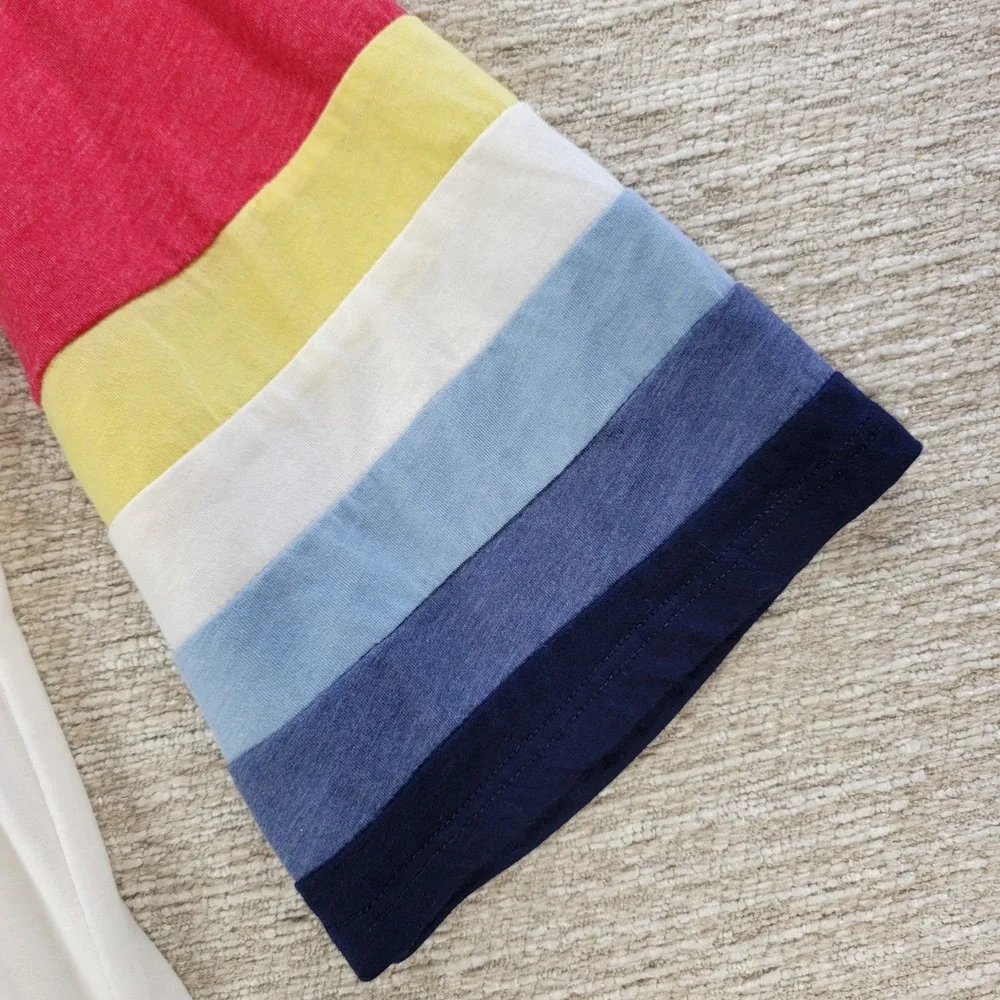 Camp Collection x Free People Yellowstone Tee M Rainbow Stripe Raglan 3/4 Sleeve